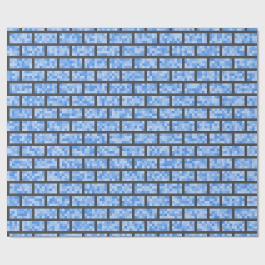 Blaue Retro 8-Bitgraphik-Art-Ziegelsteine Geschenkpapier (Flach)