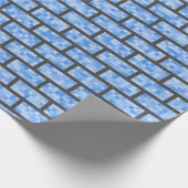 Blaue Retro 8-Bitgraphik-Art-Ziegelsteine Geschenkpapier (Ecke)