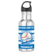 Blaue Retro Baseball-Art Edelstahlflasche (Vorderseite)