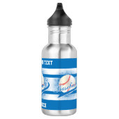 Blaue Retro Baseball-Art Edelstahlflasche (Rechts)