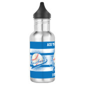 Blaue Retro Baseball-Art Edelstahlflasche (Links)