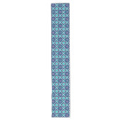 Blaue Retro-Blume Großer Tischläufer (Vorderseite)