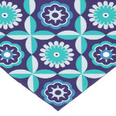 Blaue Retro-Blume Großer Tischläufer (Ecke)