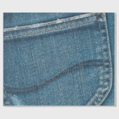 Blaue Retro Denim-Beschaffenheit Geschenkpapier (Flach)