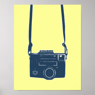 Blaue Retro-Filmkamera Poster
