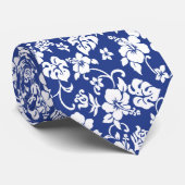 Blaue Retro hawaiische Druck-Krawatte Krawatte (Gerollt)