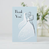 Blaue Retro Hochzeits-Tänzer danken Ihnen Dankeskarte (Stehend Vorderseite)