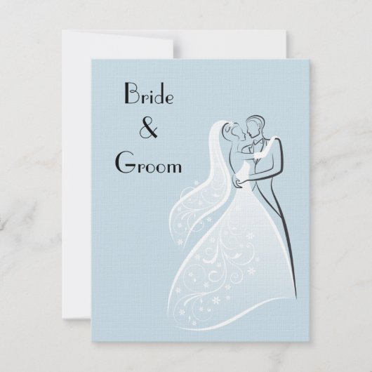 Blaue Retro Hochzeits-Tänzer Einladung (Vorderseite)