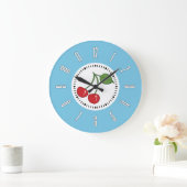 Blaue Retro Kirsche Große Wanduhr (Zuhause)