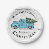 Blaue Retro-LKW-Papierplatte Pappteller (Vorderseite)