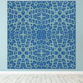 Blaue Retro-Tierdruckfarbe Leopard Leinwanddruck (Insitu (Holzboden))