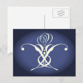 Blaue Retro Weiße Geblüht Rose Postkarte (Vorne/Hinten)