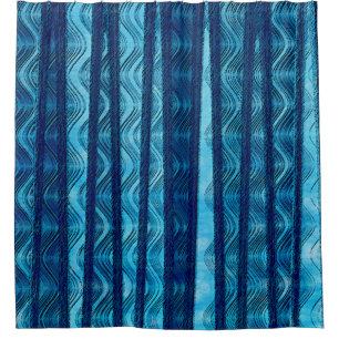 Blaue Retro-Welle Einzigartiges Cooles Muster Duschvorhang