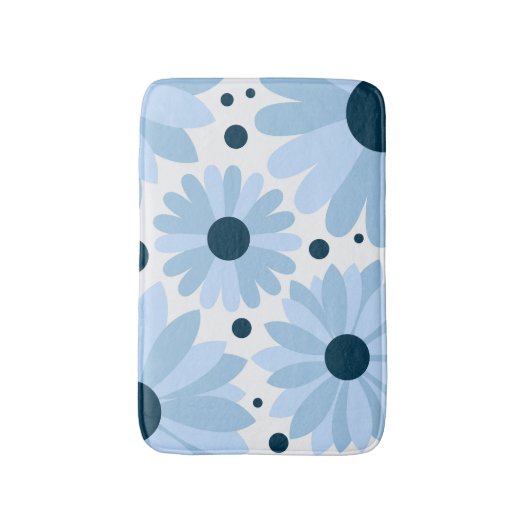 Blaue Retrofarben und dunkelblaue Punkte Badematte (Vorderseite Vertikal)