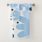 Blaue Retrofarben und dunkelblaue Punkte Badhandtuch Set (Insitu)