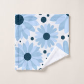 Blaue Retrofarben und dunkelblaue Punkte Badhandtuch Set (Waschlappen)