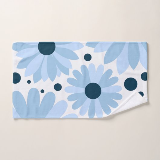 Blaue Retrofarben und dunkelblaue Punkte Badhandtuch Set (Handtuch)