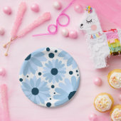 Blaue Retrofarben und dunkelblaue Punkte Pappteller (Party)