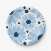 Blaue Retrofarben und dunkelblaue Punkte Pappteller (Vorderseite)