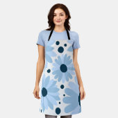 Blaue Retrofarben und dunkelblaue Punkte Schürze (Getragen)