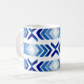 Blaue Rhombus-Pfeile Wasserfarbmuster Kaffeetasse (Vorderseite Links)