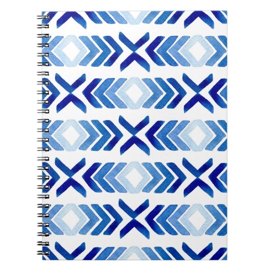 Blaue Rhombus-Pfeile Wasserfarbmuster Notizblock (Vorderseite)