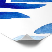 Blaue Rhombus-Pfeile Wasserfarbmuster Poster (Ecke)