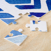 Blaue Rhombus-Pfeile Wasserfarbmuster Puzzle (Seite)