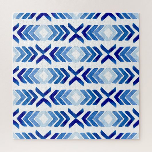 Blaue Rhombus-Pfeile Wasserfarbmuster Puzzle (Vertikal)