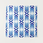 Blaue Rhombus-Pfeile Wasserfarbmuster Wandteppich (Vorderseite (Horizontal))