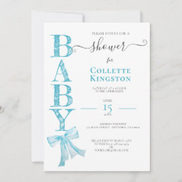 BLAUE RIBBON BOY BABY SHOWER Einladung