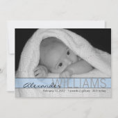 Blaue Ribbon-Geburtsankündigung Ankündigung (Vorderseite)