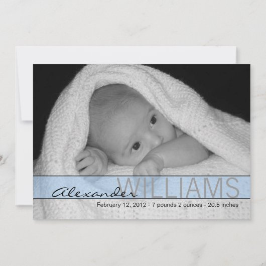 Blaue Ribbon-Geburtsankündigung Ankündigung (Vorderseite)