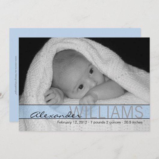 Blaue Ribbon-Geburtsankündigung Ankündigung (Vorne/Hinten)