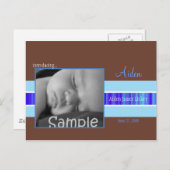 Blaue Ribbon-Geburtsankündigung Ankündigungspostkarte (Vorne/Hinten)