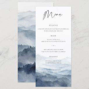 Blaue Ridge Berge Neblige Moderne Hochzeit Menükarte