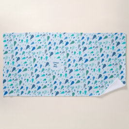 Blaue Rindropfen-Monogramm Strandtuch