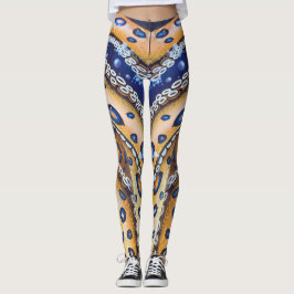 Blaue Ring-Gelb-Kraken-Leggings-Yogahosen Leggings