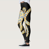 Blaue Ring-Krake auf Schwarzem Leggings (Links)