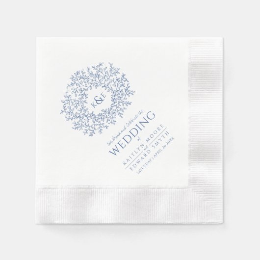 Blaue Ringelblume, Mono Art Hochzeit Serviette (Vorderseite)