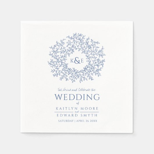 Blaue Ringelblume, Mono Art Hochzeit Serviette (Vorderseite)