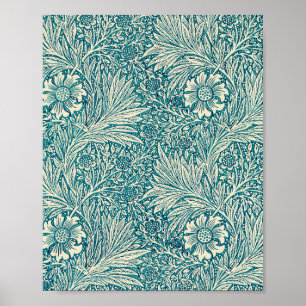 Blaue Ringelblumen-Illustration von William Morris Poster
