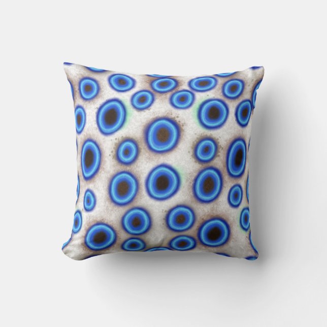 Blaue Ringelkanone Tierdruckwirbel Kissen (Vorderseite)