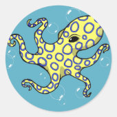 Blaue Ringeloktopie Runder Aufkleber (Vorderseite)