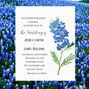Blaue Rittersporne Texas Aquarell Florale Hochzeit