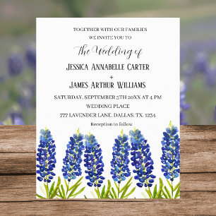Blaue Rittersporne Texas Aquarell Florale Hochzeit
