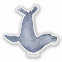 Blaue Robben-Wasserfarbillustration