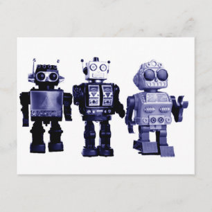 blaue Roboter Einladung