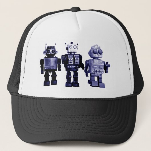 blaue Roboter-Mütze Truckerkappe (Vorderseite)