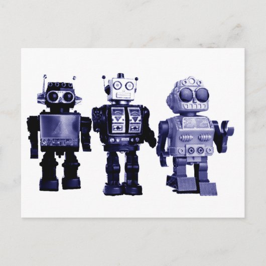 blaue Roboter Postkarte (Vorderseite)